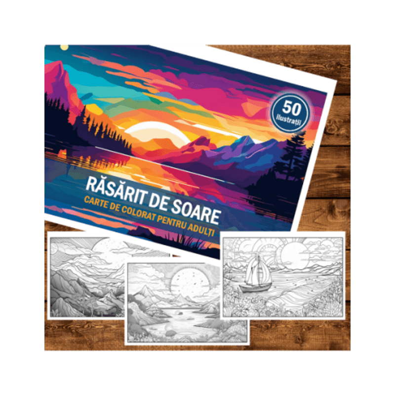 Carti si Birotica - Carti - Carti pentru copii - Carti de colorat - Carte de colorat pentru relaxare si antistres, 50 de ilustratii, Rasarit de soare, 106 pagini, A5 - Infinity.ro