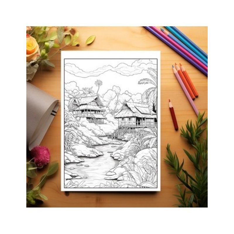 Carti si Birotica - Carti - Carti pentru copii - Carti de colorat - Carte de colorat pentru relaxare si antistres, 50 de ilustratii, Sate din jurul lumii, 106 pagini, A5 - Infinity.ro