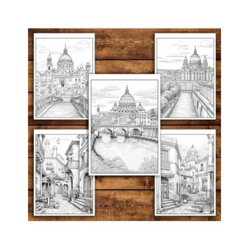 Carti si Birotica - Carti - Carti pentru copii - Carti de colorat - Carte de colorat pentru relaxare si antistres, 50 de ilustratii, Roma, 106 pagini, A5 - Infinity.ro