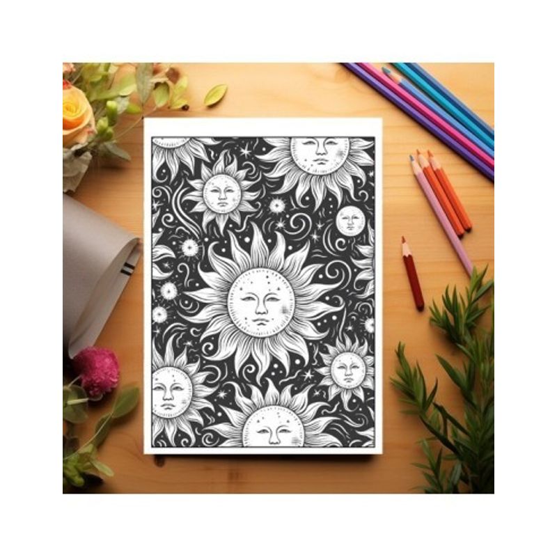 Carti si Birotica - Carti - Carti pentru copii - Carti de colorat - Carte de colorat pentru relaxare si antistres, 50 de ilustratii, Soarele si luna, 106 pagini, A5 - Infinity.ro