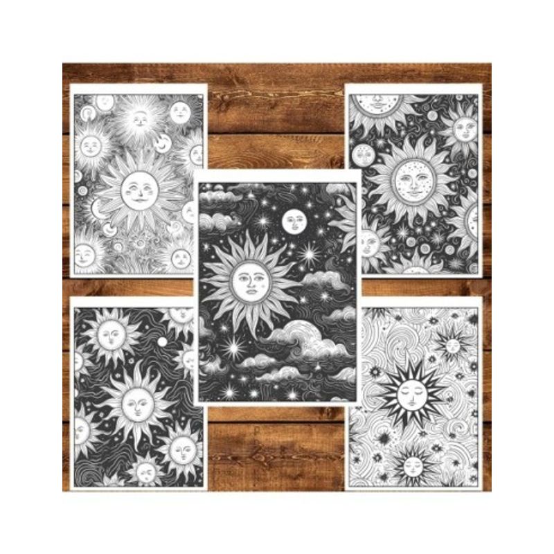 Carti si Birotica - Carti - Carti pentru copii - Carti de colorat - Carte de colorat pentru relaxare si antistres, 50 de ilustratii, Soarele si luna, 106 pagini, A5 - Infinity.ro