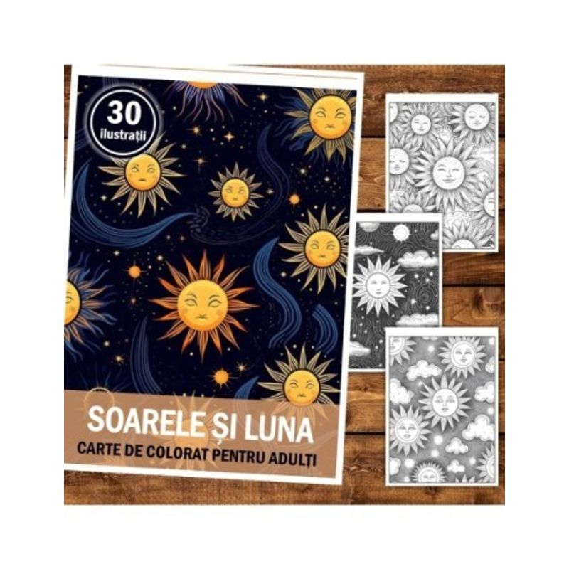 Carti si Birotica - Carti - Carti pentru copii - Carti de colorat - Carte de colorat pentru relaxare si antistres, 50 de ilustratii, Soarele si luna, 106 pagini, A5 - Infinity.ro