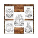 Carti si Birotica - Carti - Carti pentru copii - Carti de colorat - Carte de colorat pentru relaxare si antistres, 50 de ilustratii, Rochii florale, 106 pagini, A5 - Infinity.ro