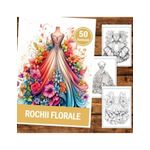 Carti si Birotica - Carti - Carti pentru copii - Carti de colorat - Carte de colorat pentru relaxare si antistres, 50 de ilustratii, Rochii florale, 106 pagini, A5 - Infinity.ro