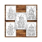 Carti si Birotica - Carti - Carti pentru copii - Carti de colorat - Carte de colorat pentru relaxare si antistres, 50 de ilustratii, Teapot Houses, 106 pagini, A5 - Infinity.ro