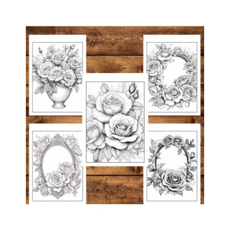 Carti si Birotica - Carti - Carti pentru copii - Carti de colorat - Carte de colorat pentru relaxare si antistres, 50 de ilustratii, Trandafiri, 106 pagini, A5 - Infinity.ro