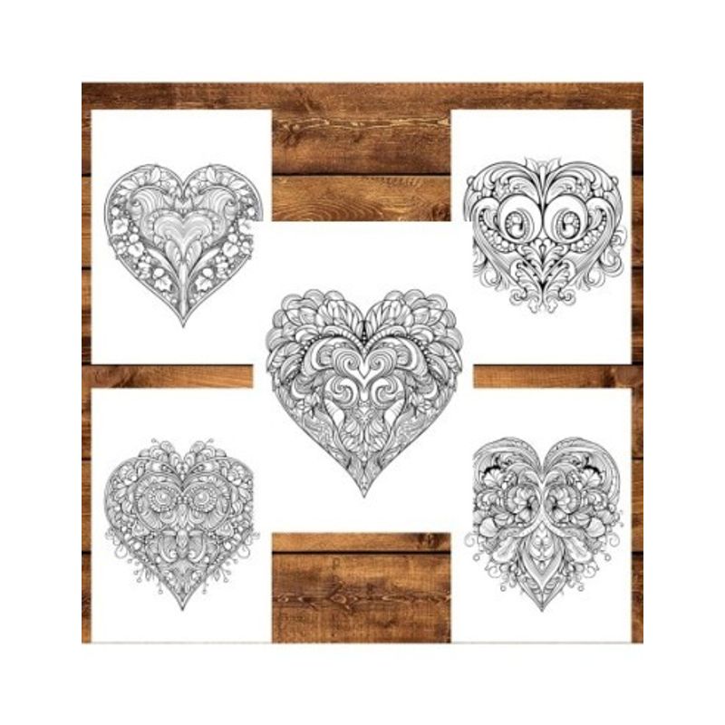 Carti si Birotica - Carti - Carti pentru copii - Carti de colorat - Carte de colorat pentru relaxare si antistres, 50 de ilustratii, Valentines Day Heart - Volumul I, 106 pagini, A5 - Infinity.ro