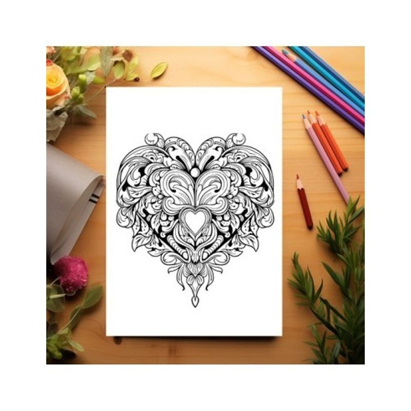 Carti si Birotica - Carti - Carti pentru copii - Carti de colorat - Carte de colorat pentru relaxare si antistres, 50 de ilustratii, Valentines Day Heart - Volumul I, 106 pagini, A5 - Infinity.ro