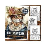 Carti si Birotica - Carti - Carti pentru copii - Carti de colorat - Carte de colorat pentru relaxare si antistres, 50 de ilustratii, Victorian Cats, 106 pagini, A5 - Infinity.ro