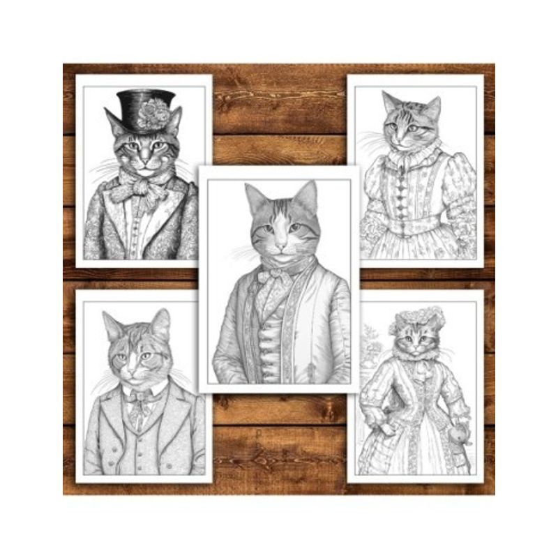 Carti si Birotica - Carti - Carti pentru copii - Carti de colorat - Carte de colorat pentru relaxare si antistres, 50 de ilustratii, Victorian Cats, 106 pagini, A5 - Infinity.ro
