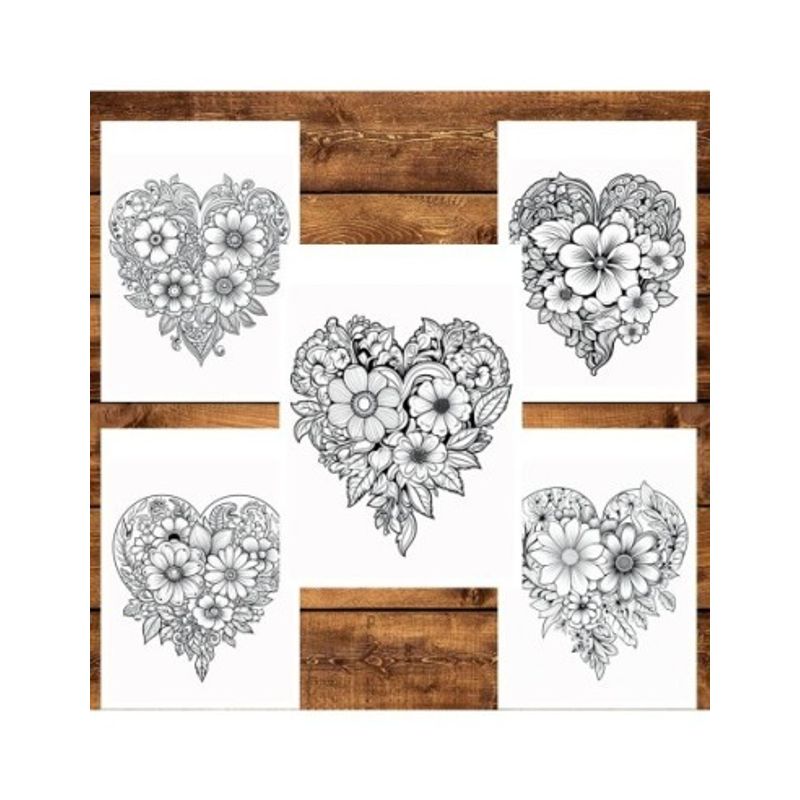 Carti si Birotica - Carti - Carti pentru copii - Carti de colorat - Carte de colorat pentru relaxare si antistres, 50 de ilustratii, Valentines Day Heart - Volumul II, 106 pagini, A5 - Infinity.ro
