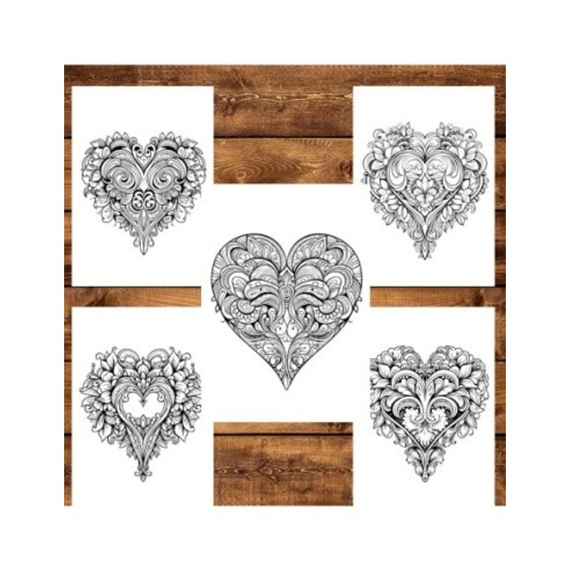 Carti si Birotica - Carti - Carti pentru copii - Carti de colorat - Carte de colorat pentru relaxare si antistres, 50 de ilustratii, Valentines Day Heart - Volumul I, 106 pagini, A5 - Infinity.ro
