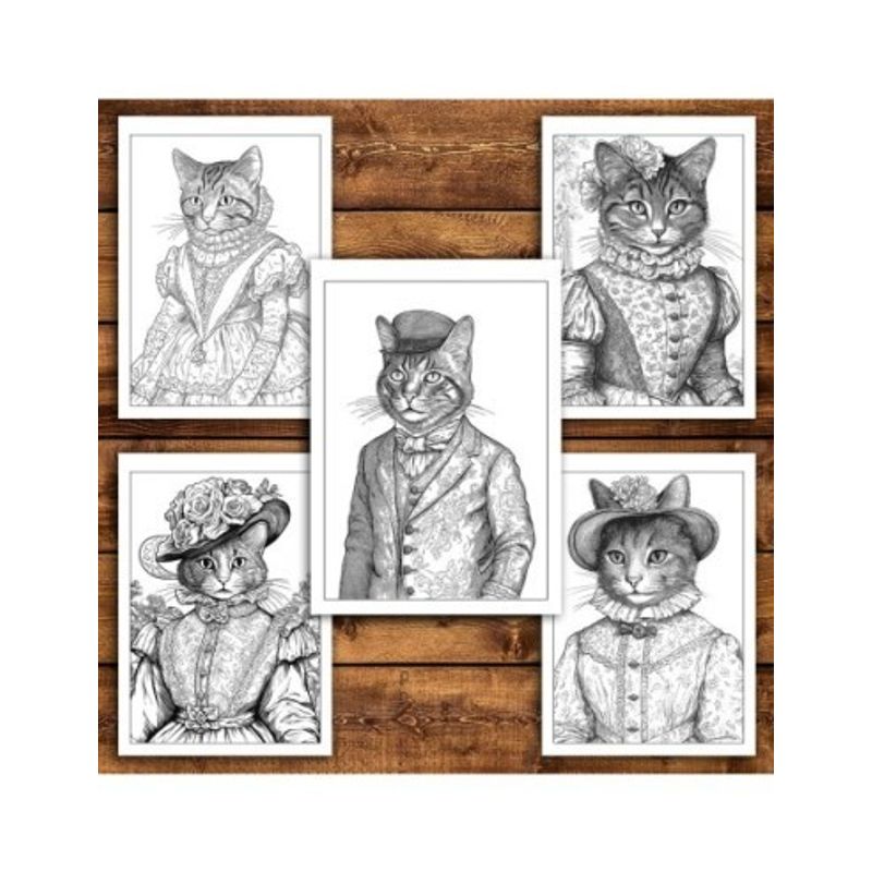 Carti si Birotica - Carti - Carti pentru copii - Carti de colorat - Carte de colorat pentru relaxare si antistres, 50 de ilustratii, Victorian Cats, 106 pagini, A5 - Infinity.ro
