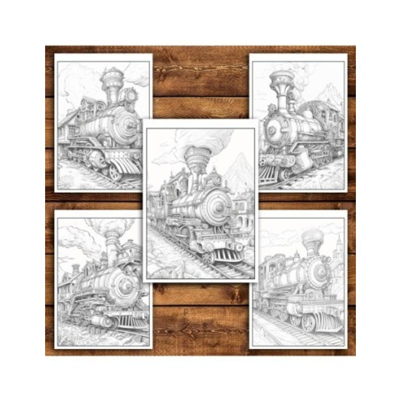 Carti si Birotica - Carti - Carti pentru copii - Carti de colorat - Carte de colorat pentru relaxare si antistres, 50 de ilustratii, Trenuri Steampunk, 106 pagini, A5 - Infinity.ro