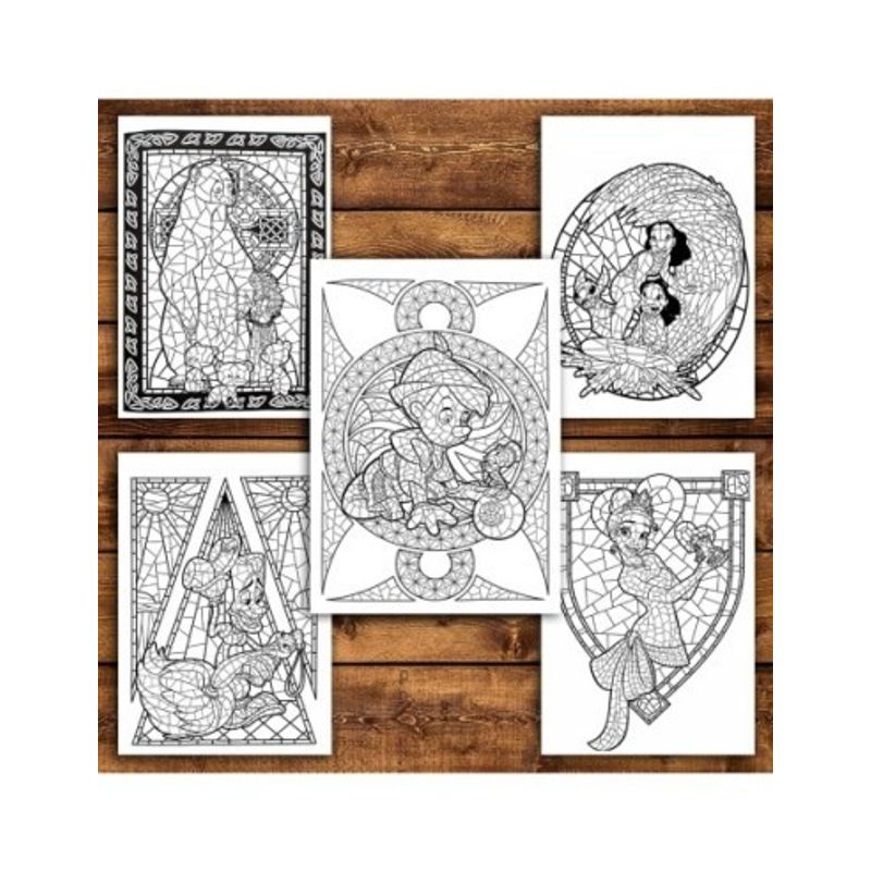 Carti si Birotica - Carti - Carti pentru copii - Carti de colorat - Carte de colorat pentru relaxare si antistres, 50 de ilustratii, Vitralii Disney, 106 pagini, A5 - Infinity.ro