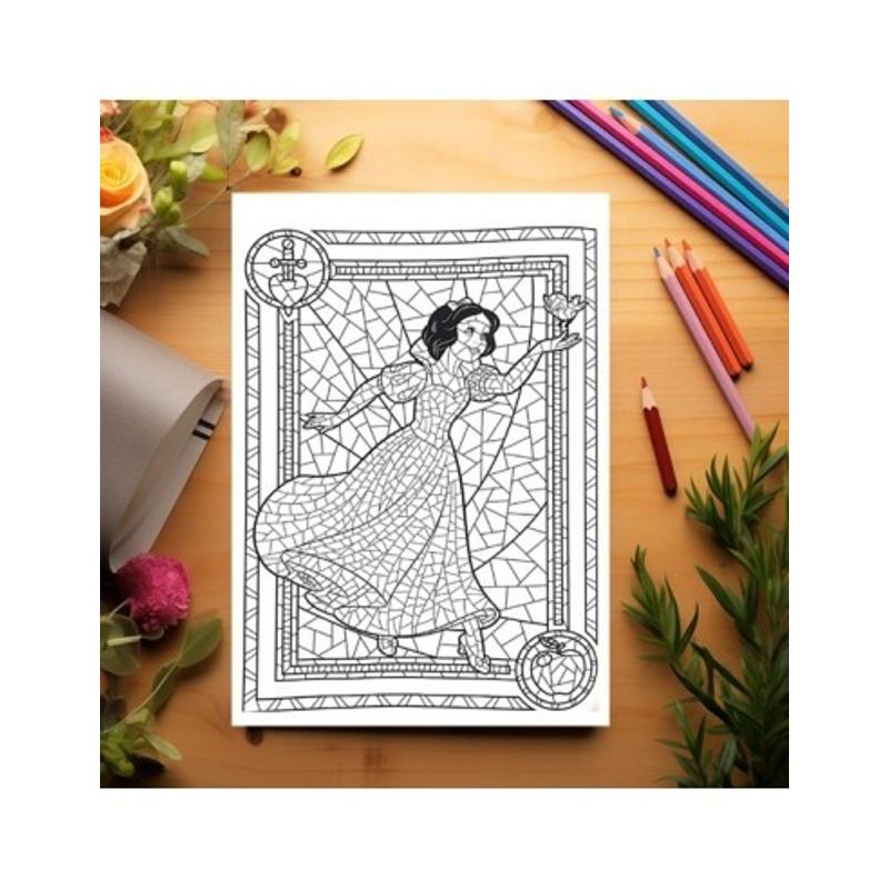 Carti si Birotica - Carti - Carti pentru copii - Carti de colorat - Carte de colorat pentru relaxare si antistres, 50 de ilustratii, Vitralii Disney, 106 pagini, A5 - Infinity.ro