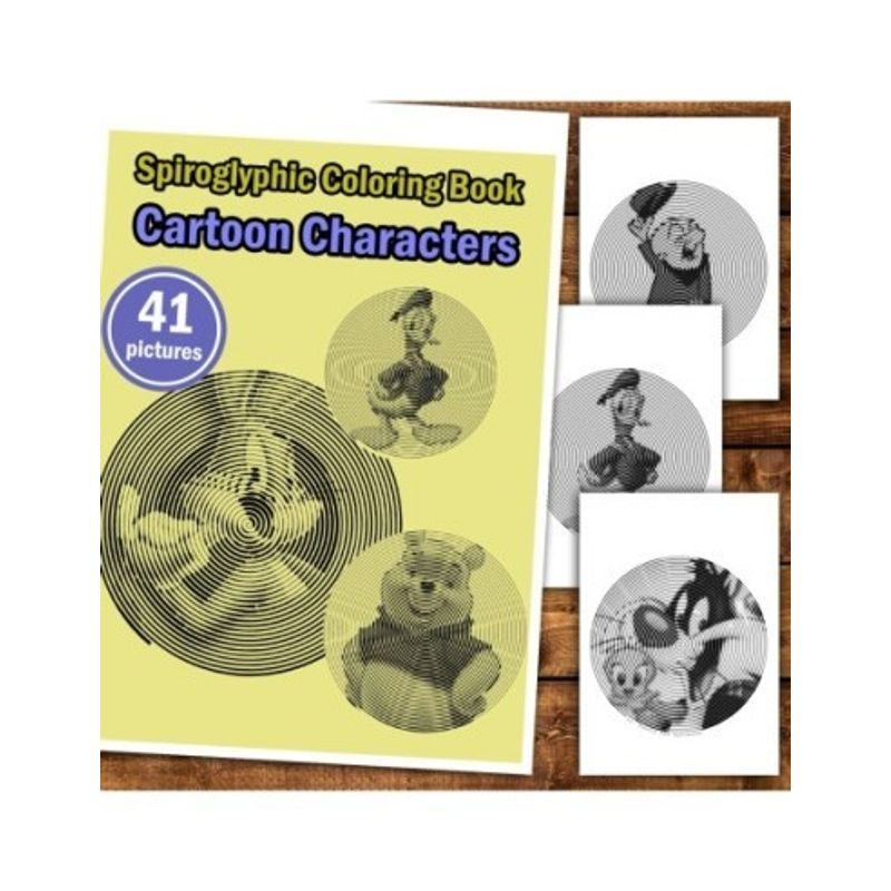 Carti si Birotica - Carti - Carti pentru copii - Carti de colorat - Carte de colorat stil Spiroglyphic, 41 de ilustratii Cartoon Characters, 88 pagini, A5 - Infinity.ro