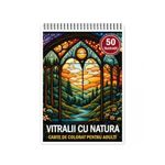 Carti si Birotica - Carti - Carti pentru copii - Carti de colorat - Carte de colorat pentru relaxare si antistres, 50 de ilustratii, Vitralii cu natura, 106 pagini, A5 - Infinity.ro