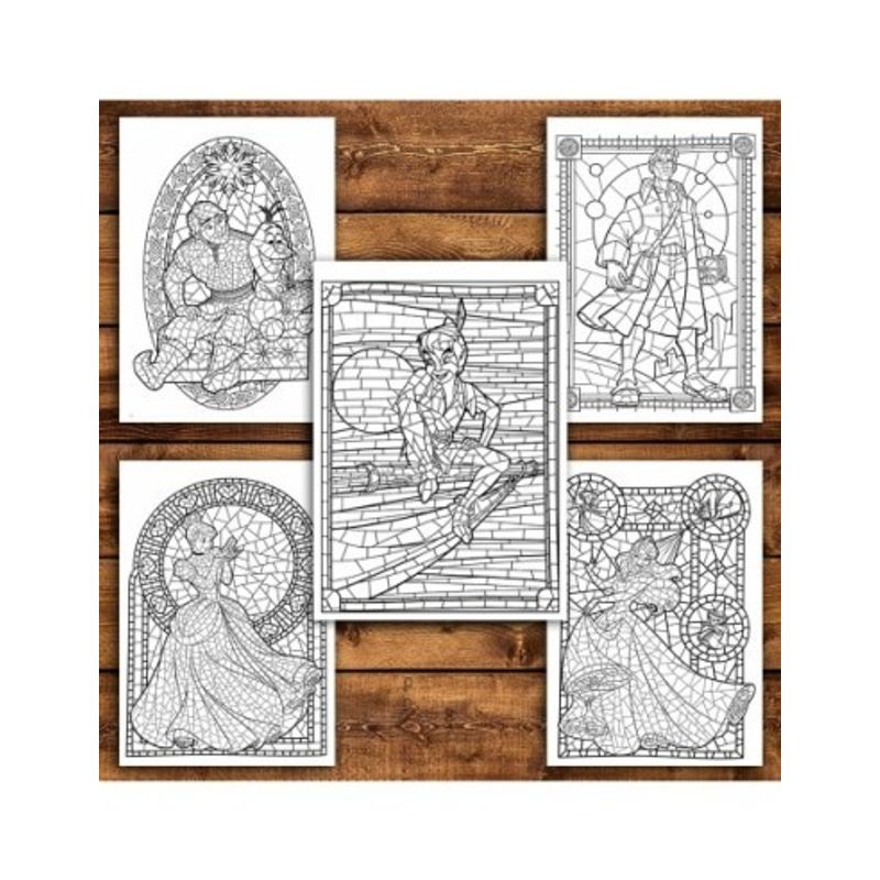 Carti si Birotica - Carti - Carti pentru copii - Carti de colorat - Carte de colorat pentru relaxare si antistres, 50 de ilustratii, Vitralii Disney, 106 pagini, A5 - Infinity.ro