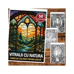 Carti si Birotica - Carti - Carti pentru copii - Carti de colorat - Carte de colorat pentru relaxare si antistres, 50 de ilustratii, Vitralii cu natura, 106 pagini, A5 - Infinity.ro