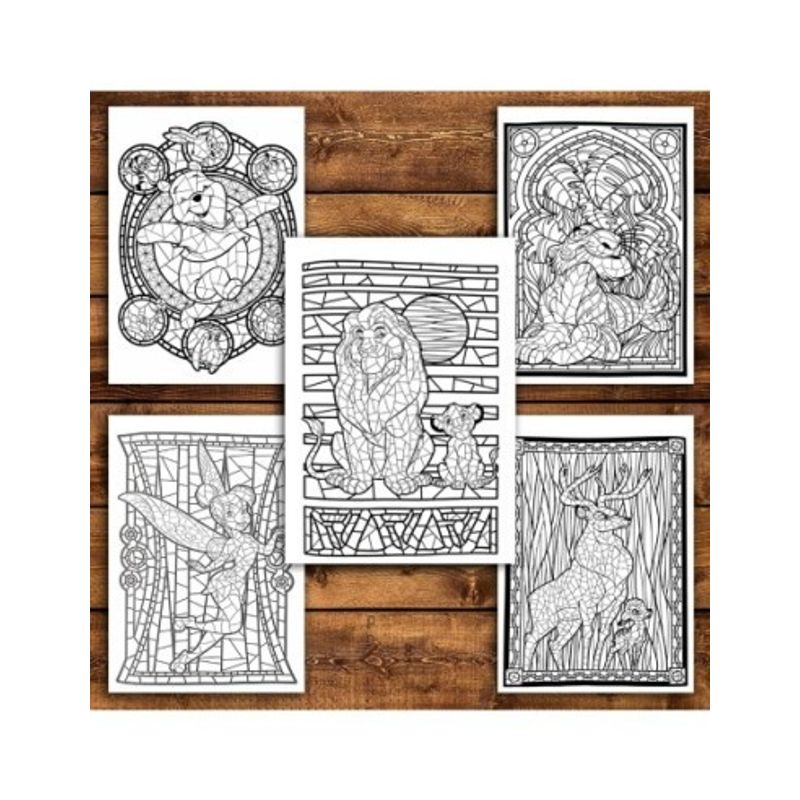 Carti si Birotica - Carti - Carti pentru copii - Carti de colorat - Carte de colorat pentru relaxare si antistres, 50 de ilustratii, Vitralii Disney, 106 pagini, A5 - Infinity.ro