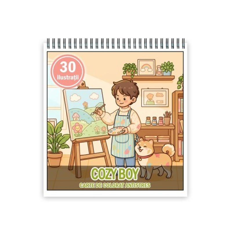 Carti si Birotica - Carti - Carti pentru copii - Carti de colorat - Carte de colorat, 30 de ilustratii Cozy Boy, 66 pagini, A5 - Infinity.ro