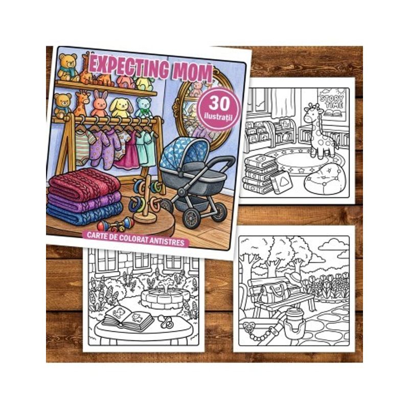 Carti si Birotica - Carti - Carti pentru copii - Carti de colorat - Carte de colorat, 30 de ilustratii Expecting Mom, 66 pagini, A5 - Infinity.ro