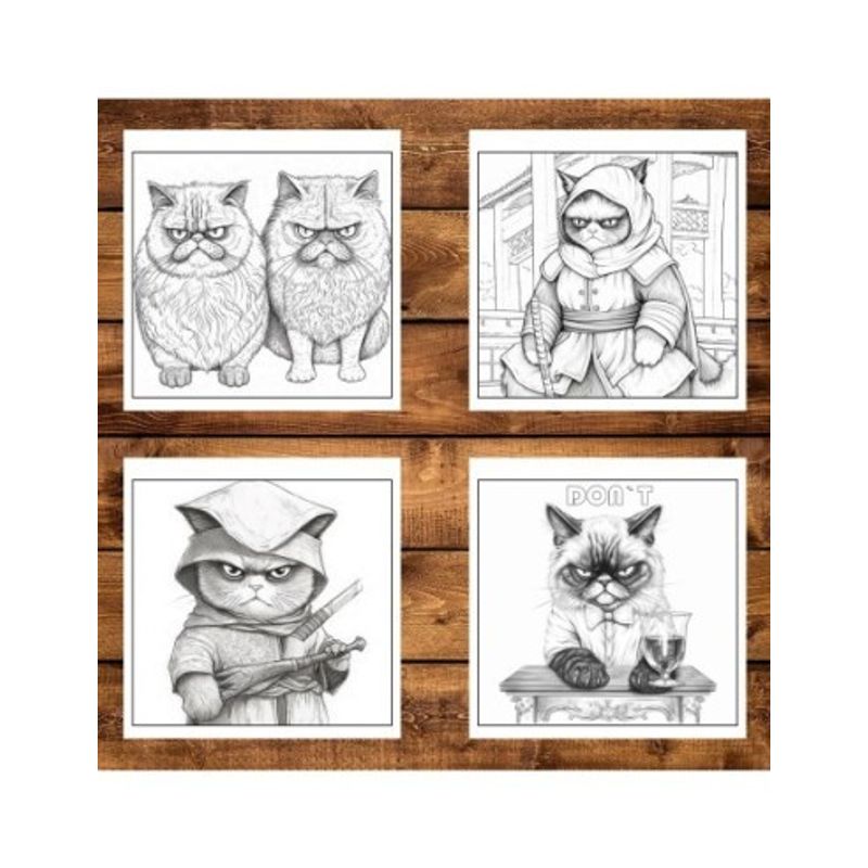 Carti si Birotica - Carti - Carti pentru copii - Carti de colorat - Carte de colorat, 30 de ilustratii, Grumpy Cats, 66 pagini, A5 - Infinity.ro