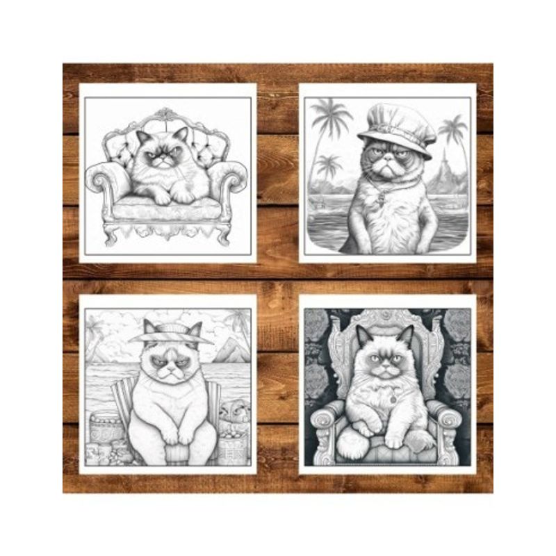 Carti si Birotica - Carti - Carti pentru copii - Carti de colorat - Carte de colorat, 30 de ilustratii, Grumpy Cats, 66 pagini, A5 - Infinity.ro