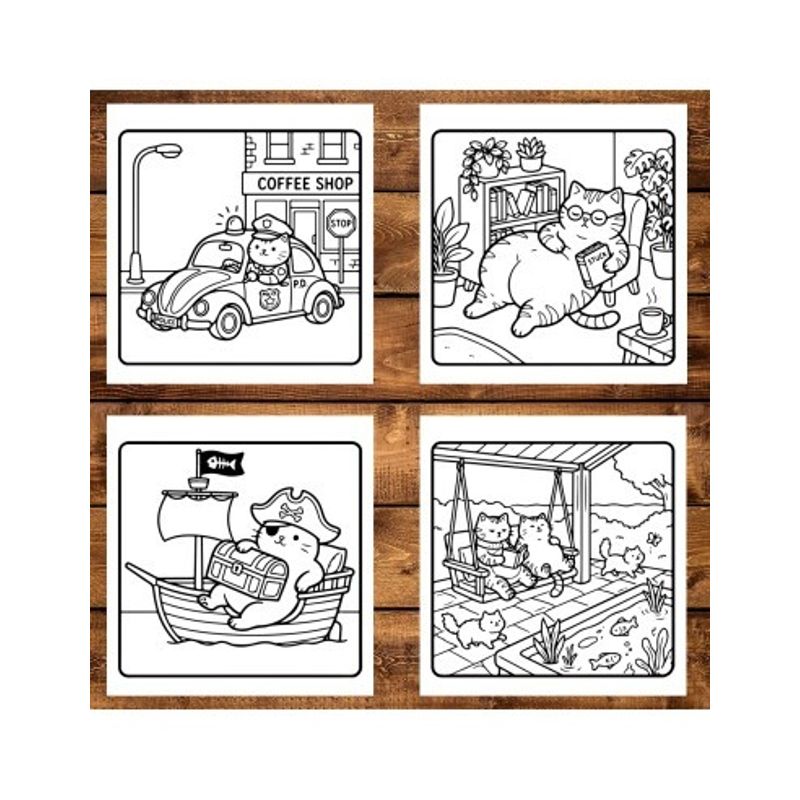 Carti si Birotica - Carti - Carti pentru copii - Carti de colorat - Carte de colorat, 30 de ilustratii Pudgy Cat Moments, 66 pagini, A5 - Infinity.ro