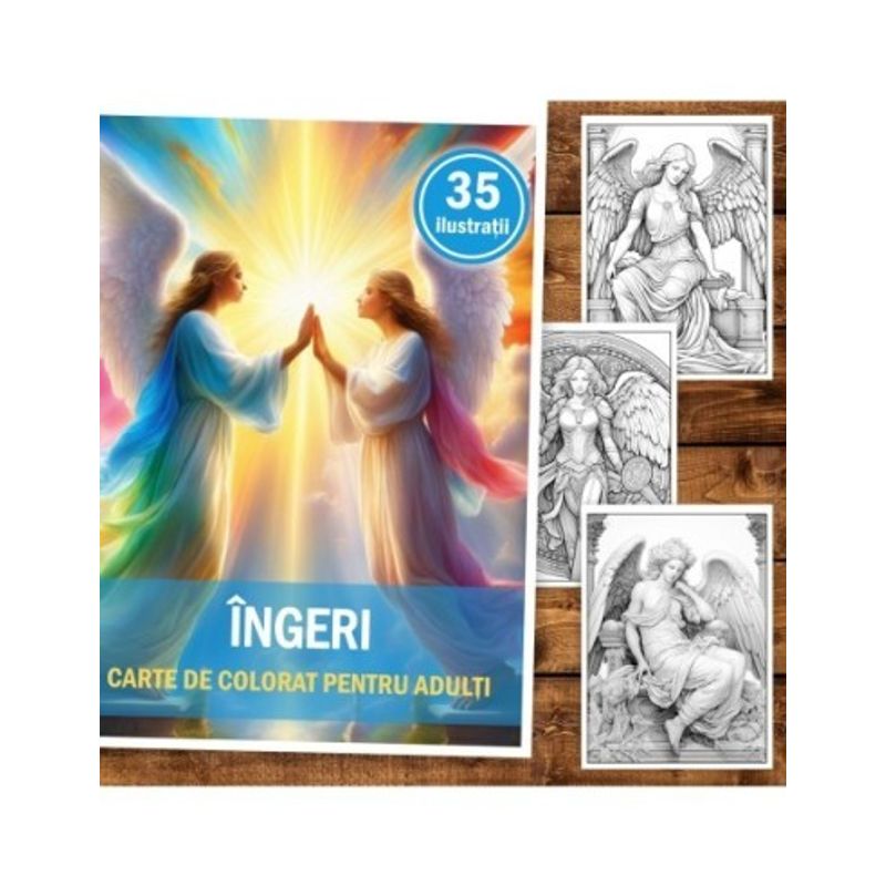 Carti si Birotica - Carti - Carti pentru copii - Carti de colorat - Carte de colorat, 35 de ilustratii, Ingeri, 70 pagini, A5 - Infinity.ro