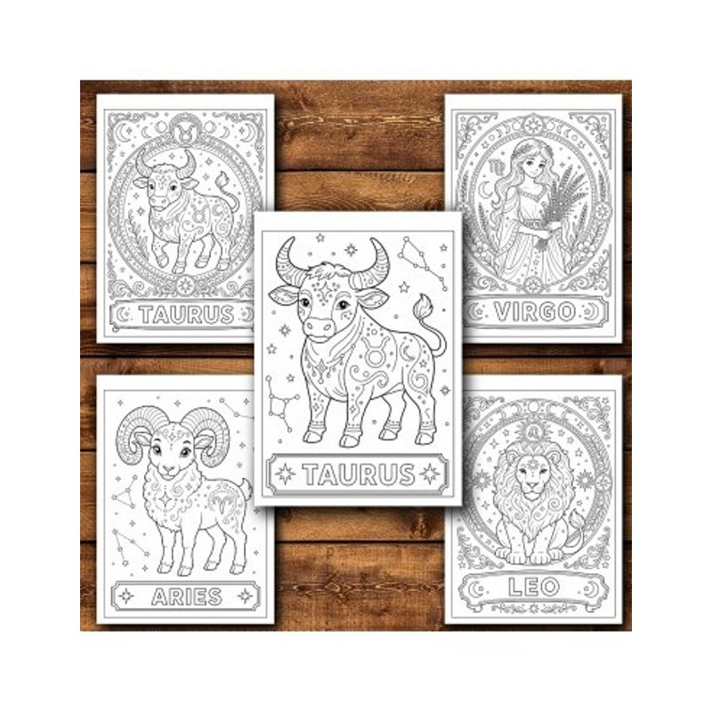 Carti si Birotica - Carti - Carti pentru copii - Carti de colorat - Carte de colorat, 36 de ilustratii Zodiac copii 2, 78 pagini, A5 - Infinity.ro