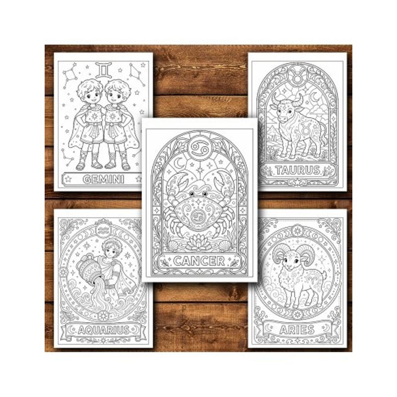 Carti si Birotica - Carti - Carti pentru copii - Carti de colorat - Carte de colorat, 36 de ilustratii Zodiac copii 2, 78 pagini, A5 - Infinity.ro