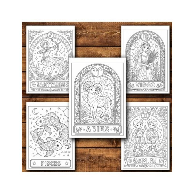 Carti si Birotica - Carti - Carti pentru copii - Carti de colorat - Carte de colorat, 36 de ilustratii Zodiac copii 2, 78 pagini, A5 - Infinity.ro