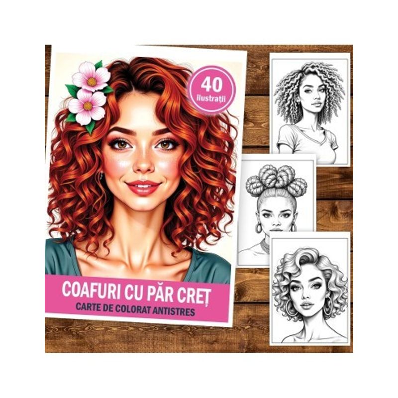 Carti si Birotica - Carti - Carti pentru copii - Carti de colorat - Carte de colorat, 40 de ilustratii Coafuri cu par cret, 86 pagini, A5 - Infinity.ro