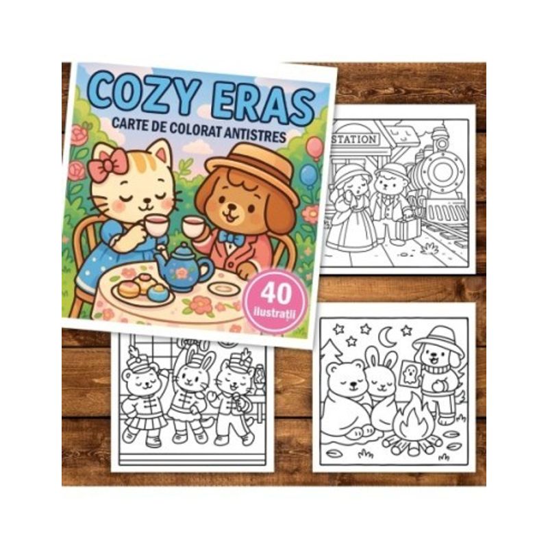 Carti si Birotica - Carti - Carti pentru copii - Carti de colorat - Carte de colorat, 40 de ilustratii Cozy Eras, 86 pagini, A5 - Infinity.ro