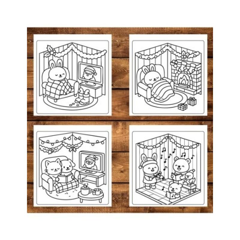 Carti si Birotica - Carti - Carti pentru copii - Carti de colorat - Carte de colorat, 40 de ilustratii Cozy Christmas Corner, 86 pagini, A5 - Infinity.ro