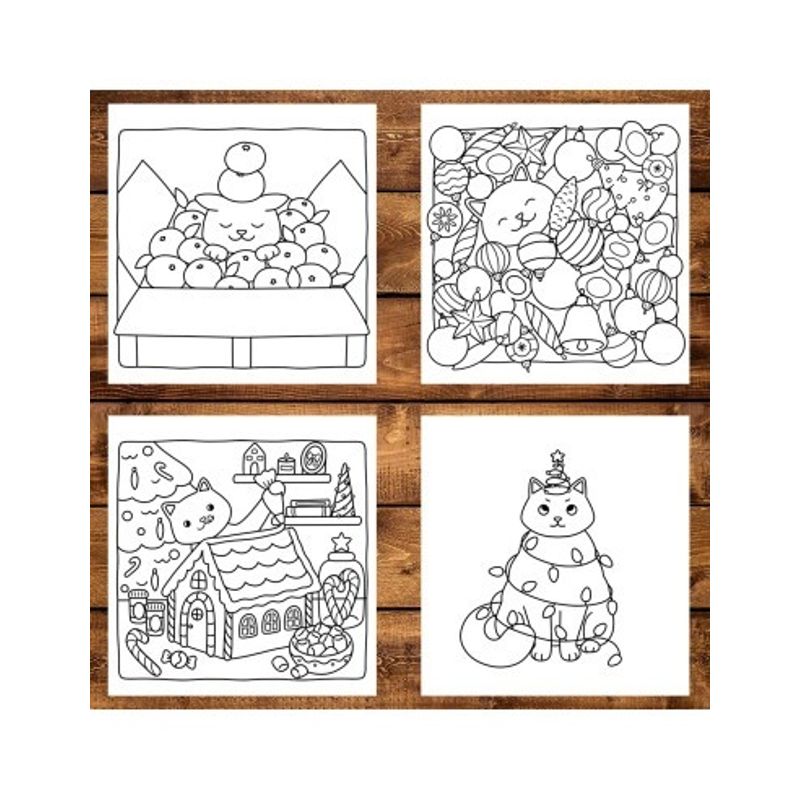 Carti si Birotica - Carti - Carti pentru copii - Carti de colorat - Carte de colorat, 40 de ilustratii Cute Christmas Cats, 86 pagini, A5 - Infinity.ro