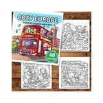 Carti si Birotica - Carti - Carti pentru copii - Carti de colorat - Carte de colorat, 40 de ilustratii Cozy Europe, 86 pagini, A5 - Infinity.ro
