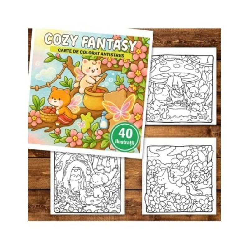 Carti si Birotica - Carti - Carti pentru copii - Carti de colorat - Carte de colorat, 40 de ilustratii Cozy Fantasy, 86 pagini, A5 - Infinity.ro