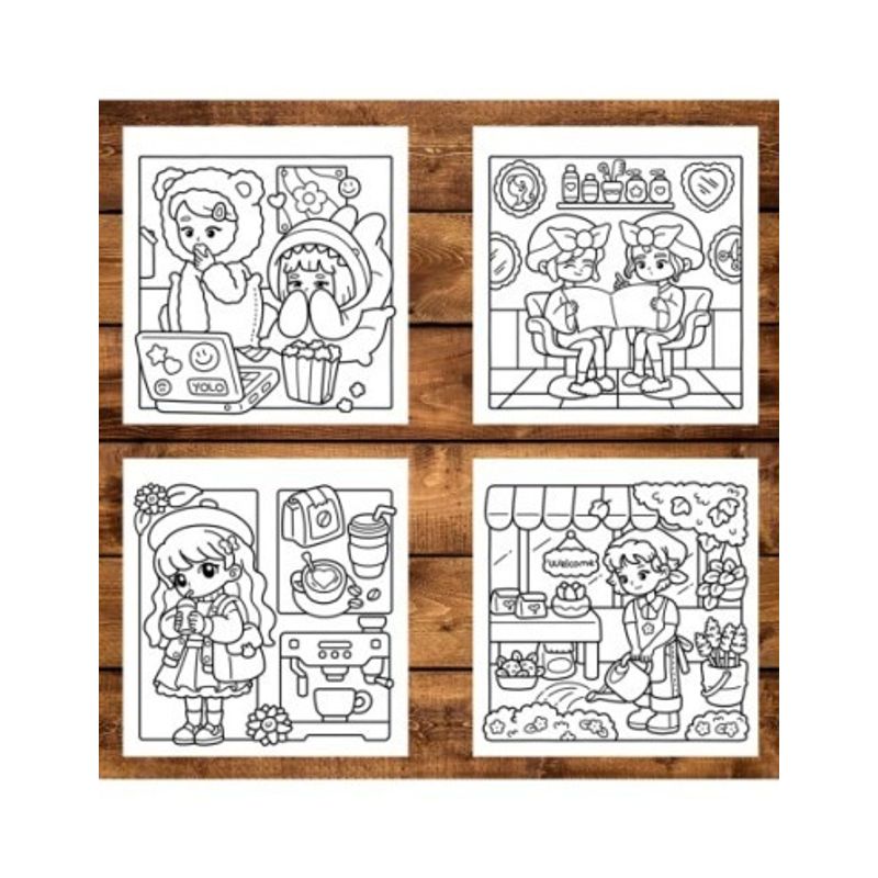 Carti si Birotica - Carti - Carti pentru copii - Carti de colorat - Carte de colorat, 40 de ilustratii Girl Spaces, 86 pagini, A5 - Infinity.ro