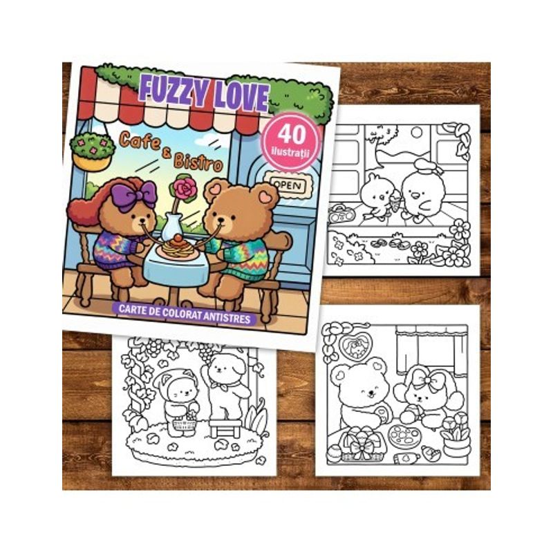Carti si Birotica - Carti - Carti pentru copii - Carti de colorat - Carte de colorat, 40 de ilustratii Fuzzy Love, 86 pagini, A5 - Infinity.ro