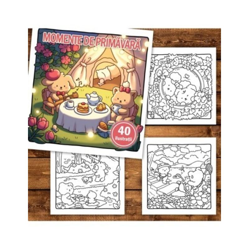 Carti si Birotica - Carti - Carti pentru copii - Carti de colorat - Carte de colorat, 40 de ilustratii Momente de Primavara, 86 pagini, A5 - Infinity.ro