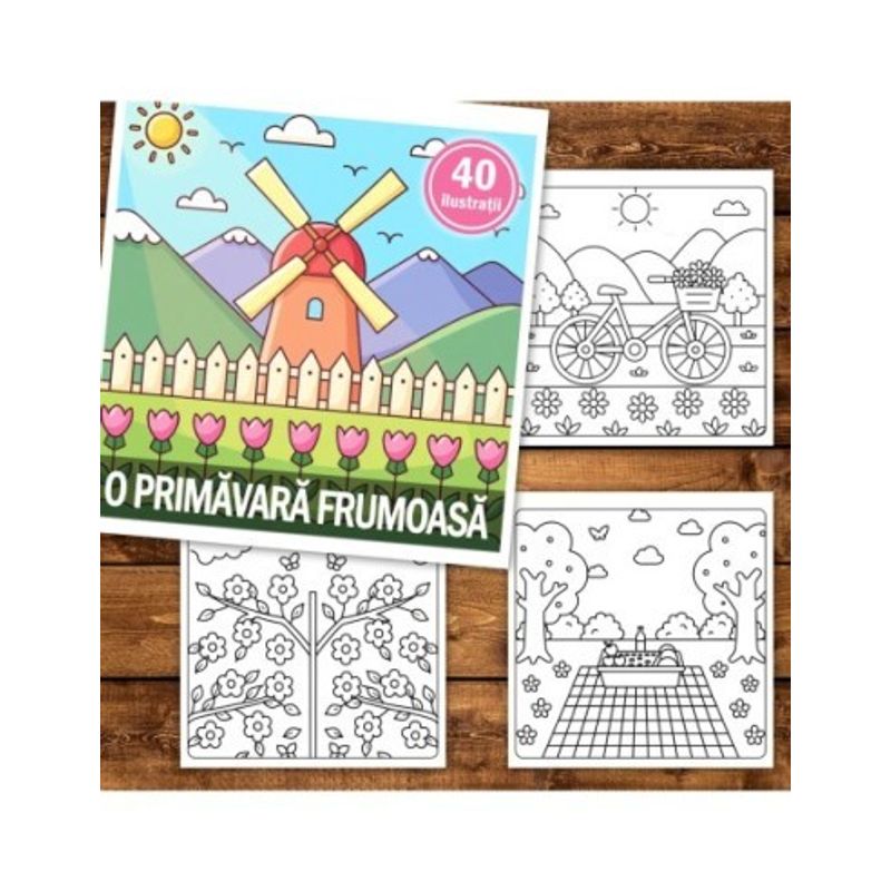 Carti si Birotica - Carti - Carti pentru copii - Carti de colorat - Carte de colorat, 40 de ilustratii O primavara frumoasa, 86 pagini, A5 - Infinity.ro
