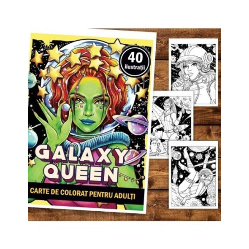 Carti si Birotica - Carti - Carti pentru copii - Carti de colorat - Carte de colorat, 40 de ilustratii, Galaxy Queen, 86 pagini, A5 - Infinity.ro