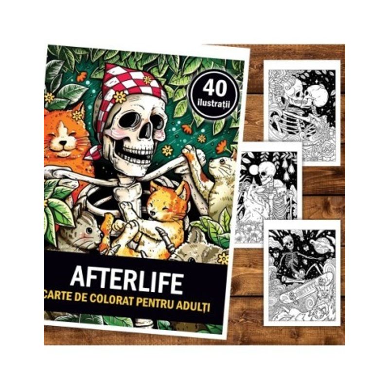Carti si Birotica - Carti - Carti pentru copii - Carti de colorat - Carte de colorat, 40 de ilustratii, Afterlife, 86 pagini, A5 - Infinity.ro
