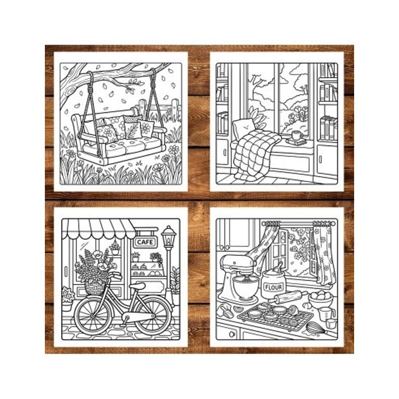 Carti si Birotica - Carti - Carti pentru copii - Carti de colorat - Carte de colorat, 42 de ilustratii Spring Hygge, 90 pagini, A5 - Infinity.ro