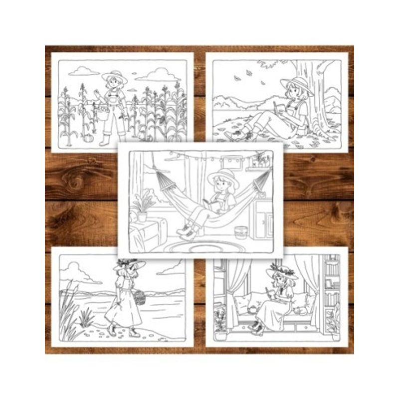 Carti si Birotica - Carti - Carti pentru copii - Carti de colorat - Carte de colorat, 42 de ilustratii Country Girl - Volumul I, 90 pagini, A5 - Infinity.ro
