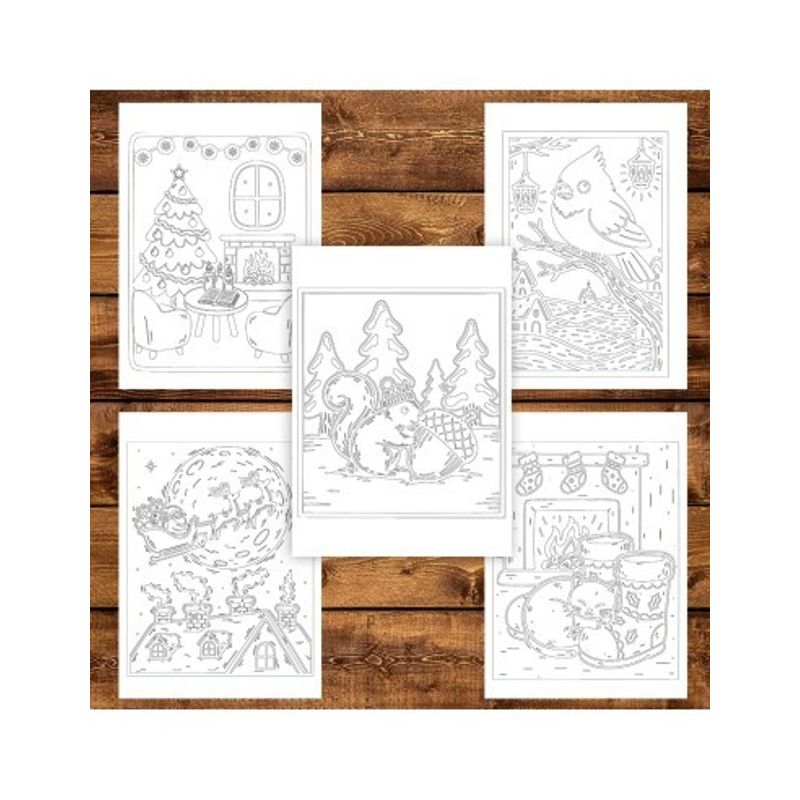 Carti si Birotica - Carti - Carti pentru copii - Carti de colorat - Carte de colorat, 42 de ilustratii Craciun - Monocromatic, 88 pagini, A5 - Infinity.ro