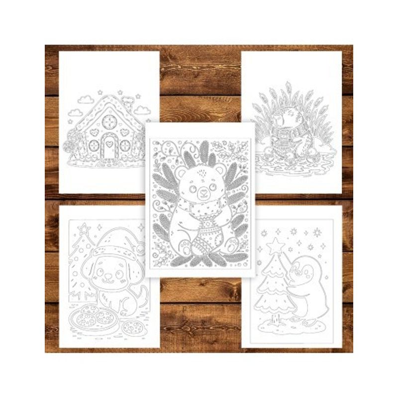 Carti si Birotica - Carti - Carti pentru copii - Carti de colorat - Carte de colorat, 42 de ilustratii Craciun - Monocromatic, 88 pagini, A5 - Infinity.ro